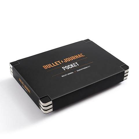 Bullet Journal Pocket, 46 double pages numérotées, Pointillé, Noir, set de 3