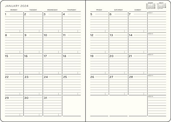 Agenda mensuel avec carnet