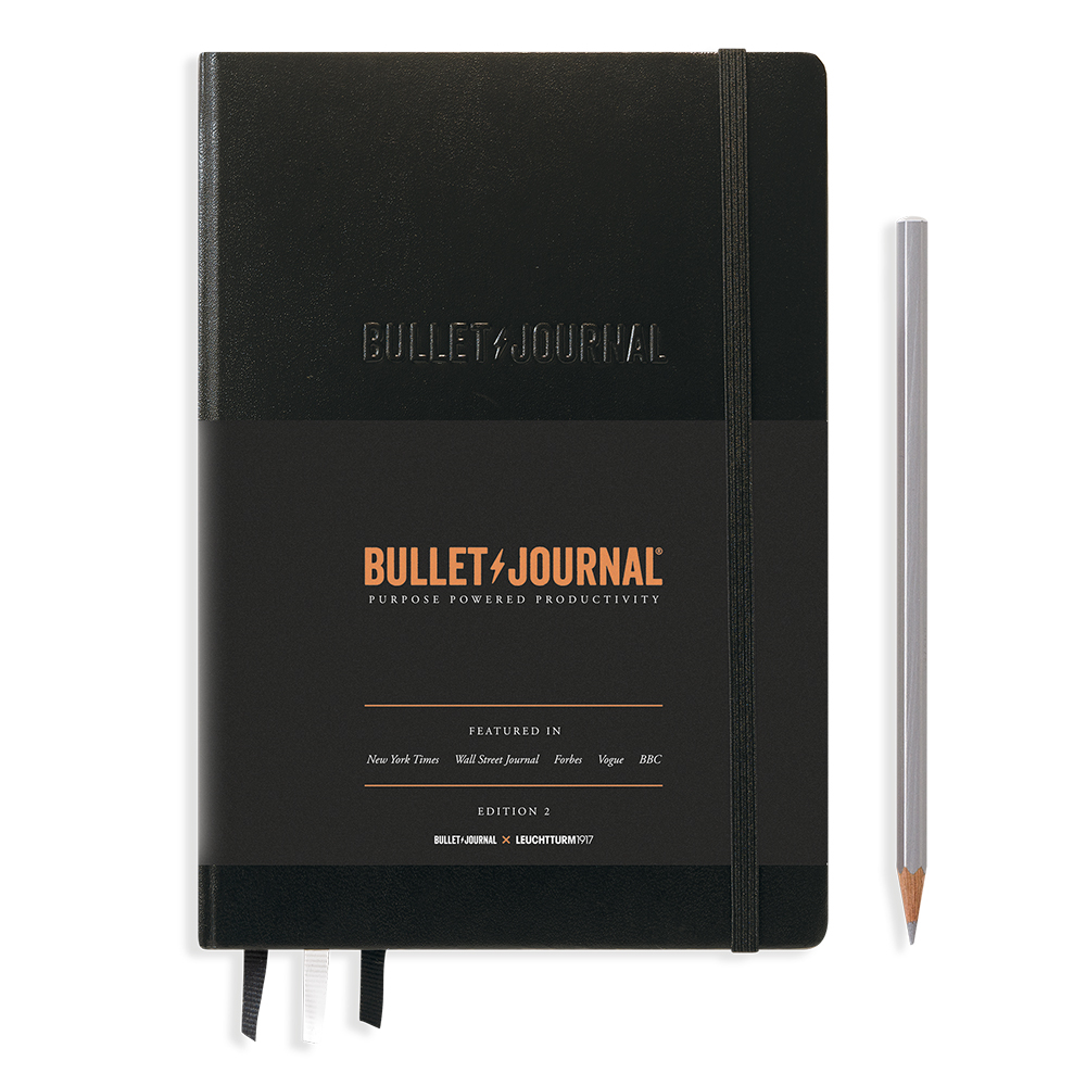 Bullet Journal Edition 2, Medium (A5), Couverture rigide, Noir, pointillé