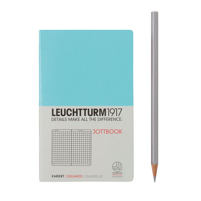 Jottbook Pocket (A6) 60 pages, 16 pages perforées, quadrillé, turquoise