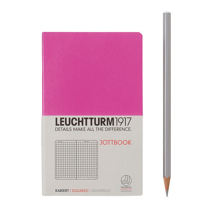 Jottbook Pocket (A6) 60 pages, 16 pages perforées, quadrillé, pink