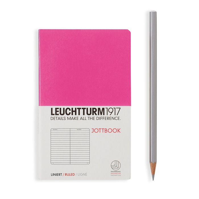 Jottbook Pocket (A6) 60 pages, 16 pages perforées, ligné, new pink