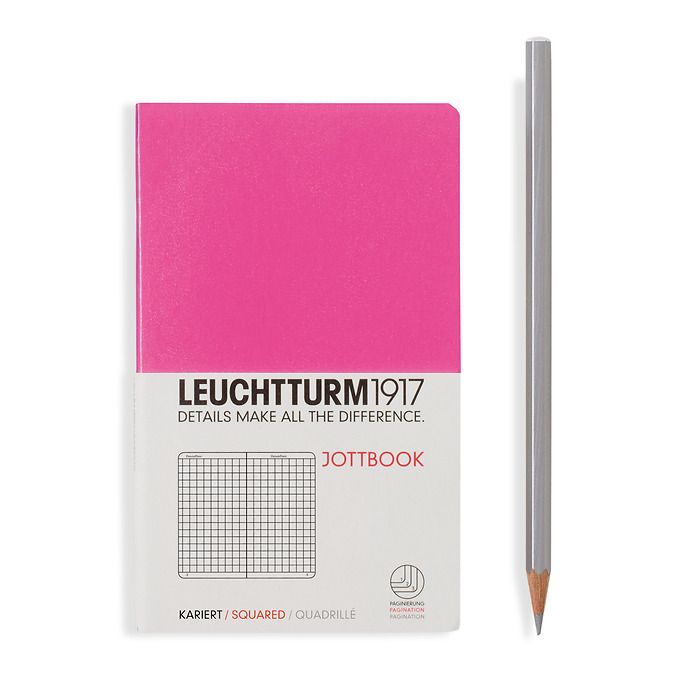 Jottbook Pocket (A6) 60 pages, 16 pages perforées, quadrillé, new pink