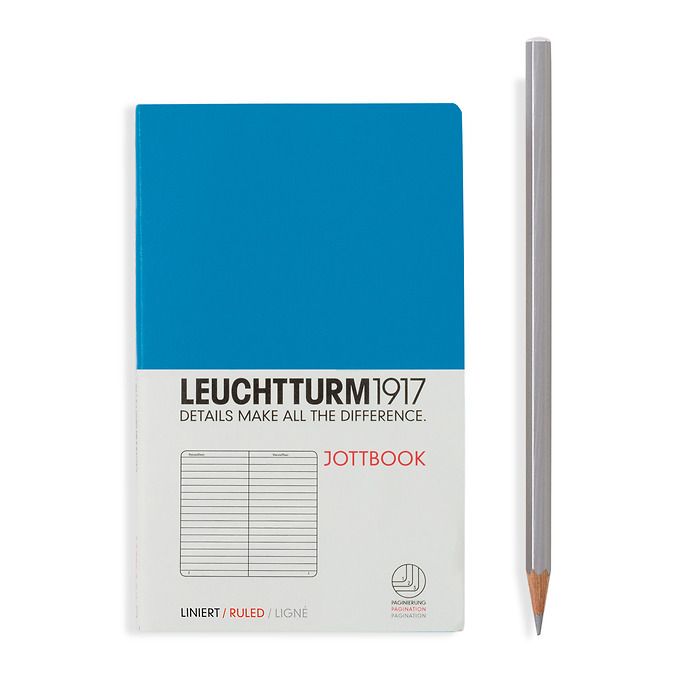 Jottbook Pocket (A6) 60 pages, 16 pages perforées, ligné, azur