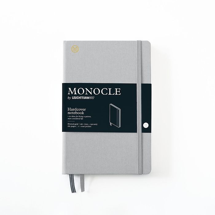 Carnet de notes B6+ Monocle, Couverture rigide, 192 pages numérotées, Light Grey,pointillé