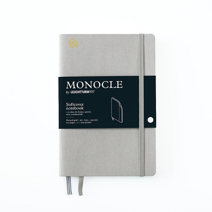 Carnet de notes B6+ Monocle, Couverture souple, 128 pages numérotées, Light Grey,pointillé