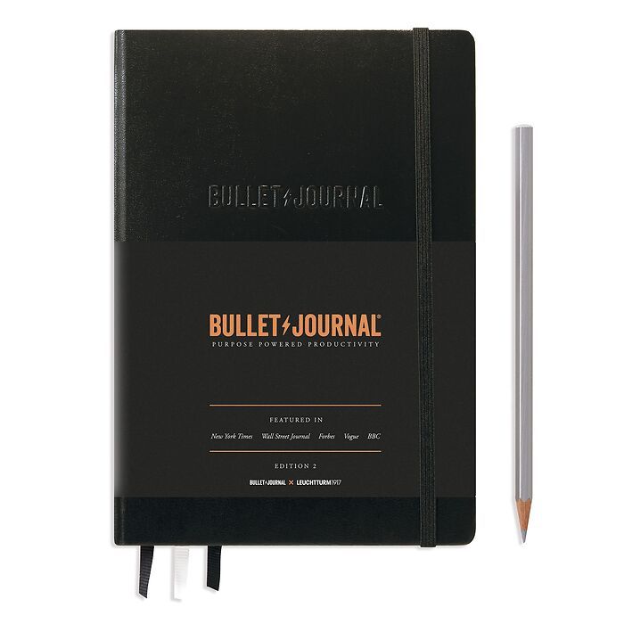 Bullet Journal Edition 2, Medium (A5), Couverture rigide, 206 pages num., Noir, pointillé