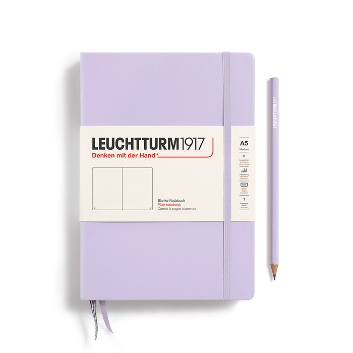 Carnet de notes Medium (A5), Couverture rigide, 251 pages num., Lilac, blanc