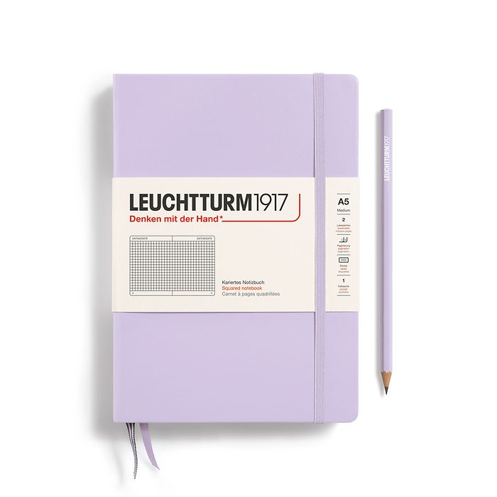 Carnet de notes Medium (A5), Couverture rigide, 251 pages num., Lilac, quadrillé