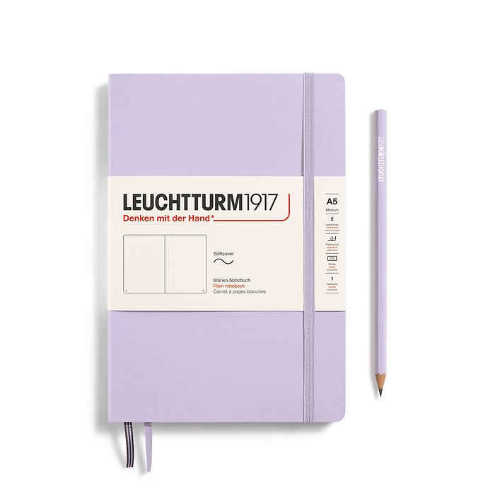 Carnet de notes Medium (A5), Couverture souple, 123 pages num., Lilac, blanc