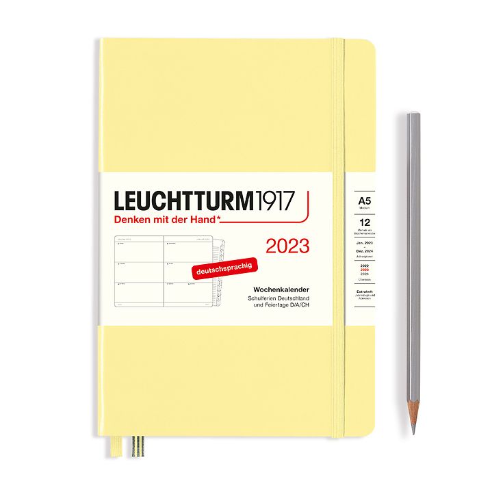 Agenda Semainier Medium (A5) 2023, avec cahier, Vanilla, Allemand