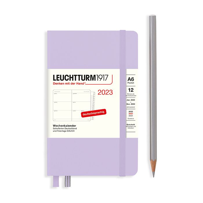 Agenda Semainier Pocket (A6) 2023, avec cahier, Lilac, Allemand