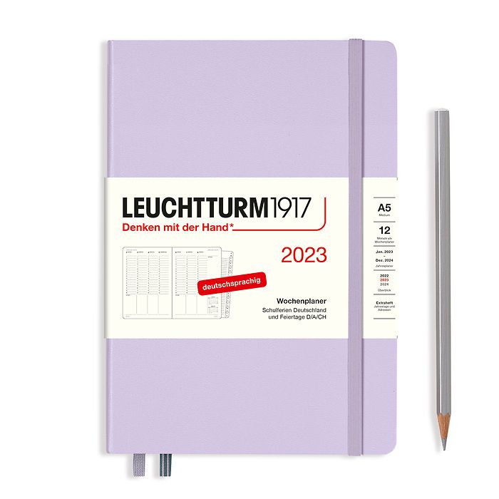 Planificateur Semainier Medium (A5) 2023, avec cahier, Lilac, Allemand