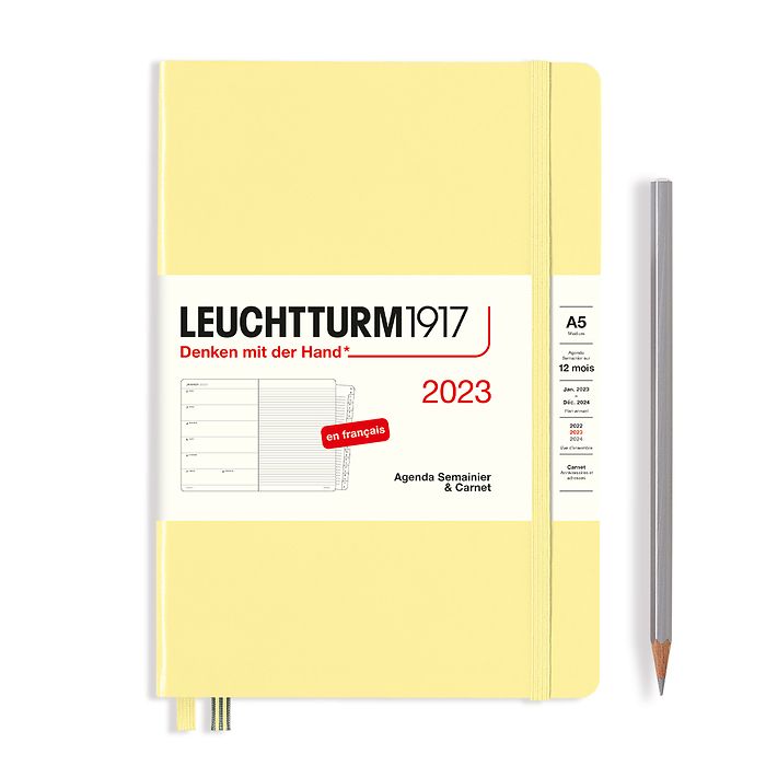 Agenda Semainier & Carnet Medium (A5) 2023, avec cahier, Vanilla, Français