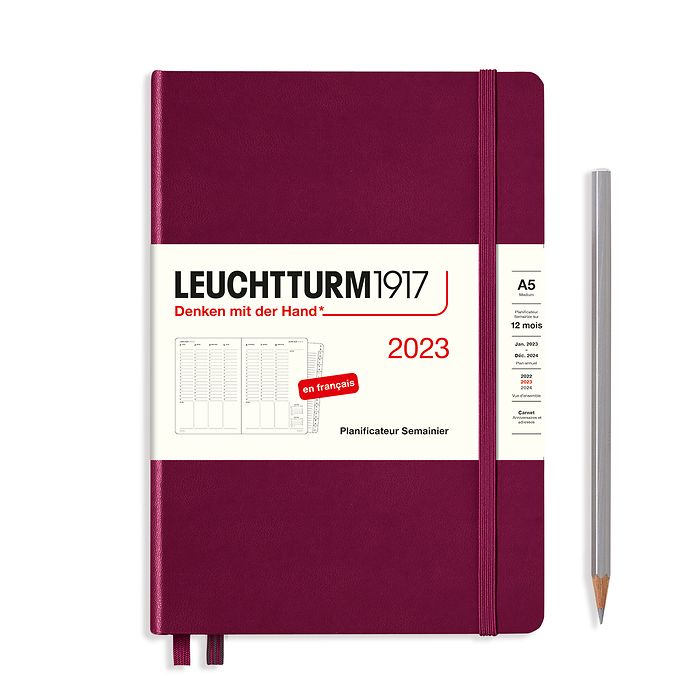 Planificateur Semainier Medium (A5) 2023, avec cahier, Port  Red, Français