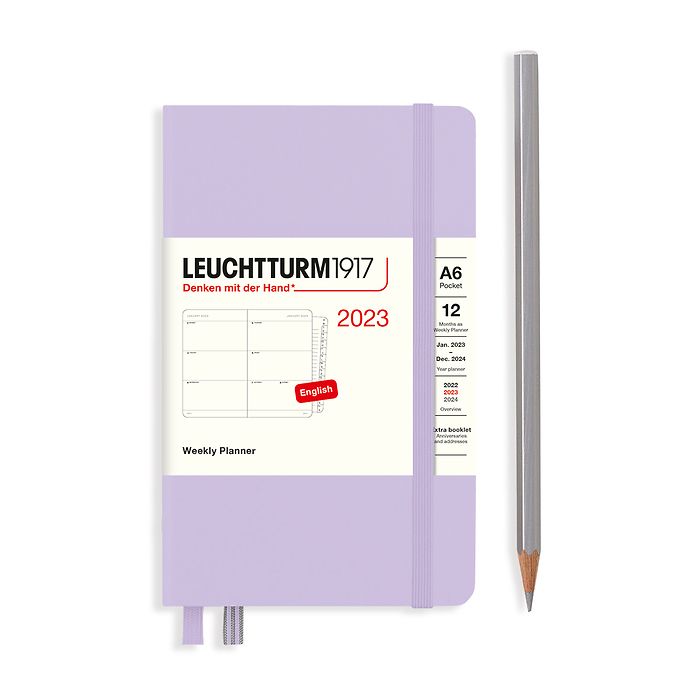 Agenda Semainier Pocket (A6) 2023, avec cahier, Lilac, Anglais