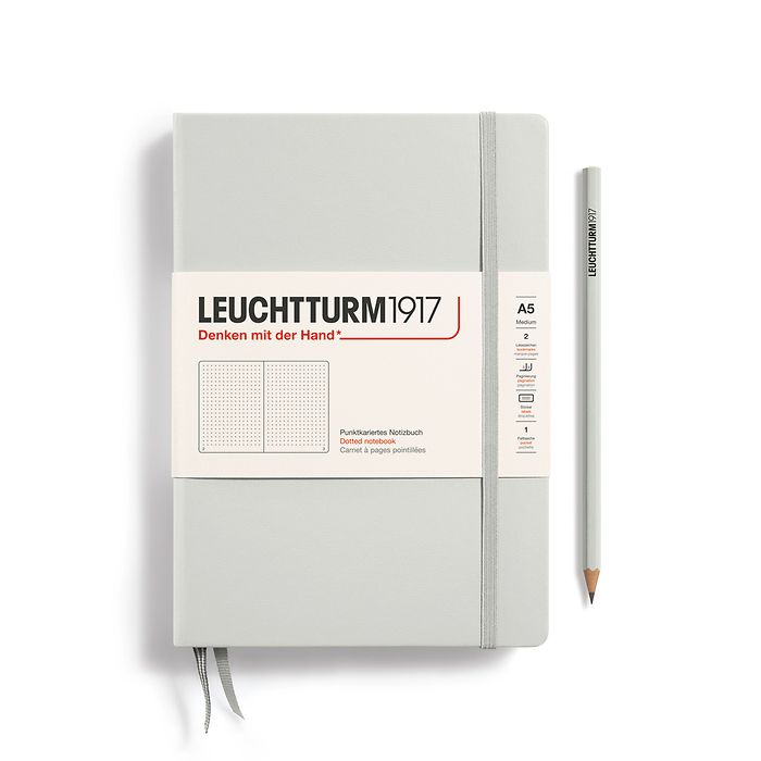 Carnet de notes Medium (A5), Couverture rigide, 251 pages num., Light Grey, pointillé
