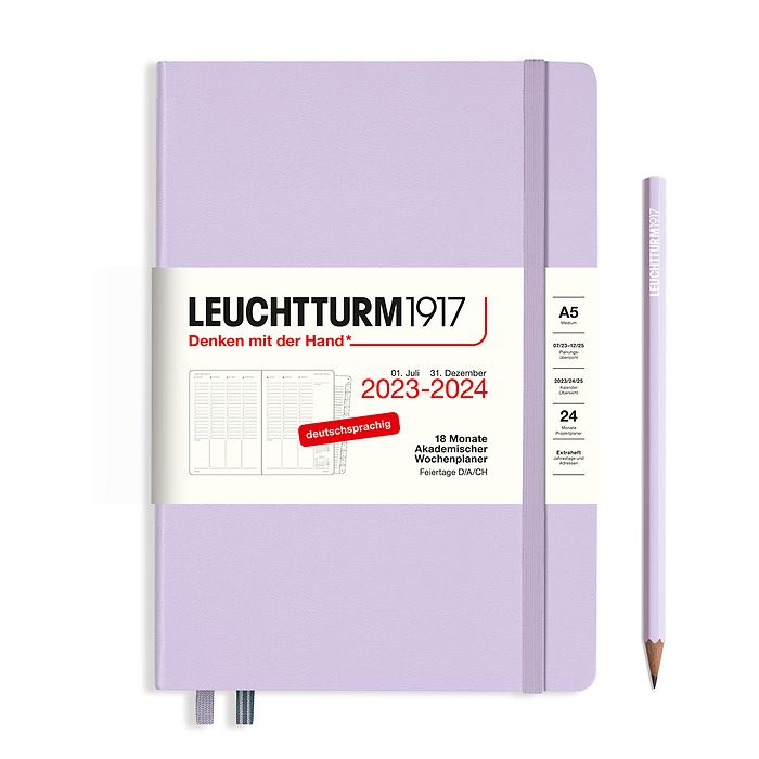 Planificateur Universitaire Medium (A5) 2024, avec cahier, 18 Mois, Lilac, Allemand