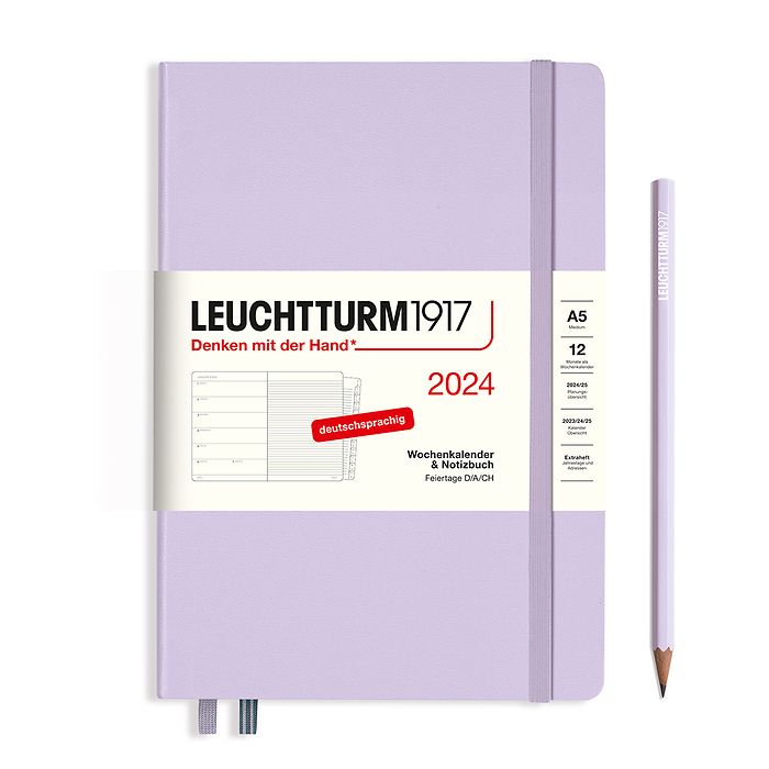 Agenda Semainier & Carnet Medium (A5) 2024, avec cahier, Lilac, Allemand
