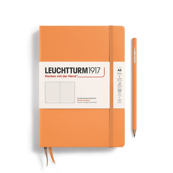 Carnet de notes Medium (A5), Couverture rigide, 251 pages num., Apricot, pointillé