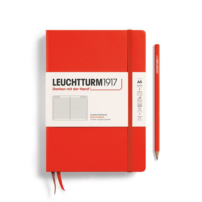 Carnet de notes Medium (A5), Couverture rigide, 251 pages num., Lobster, ligné